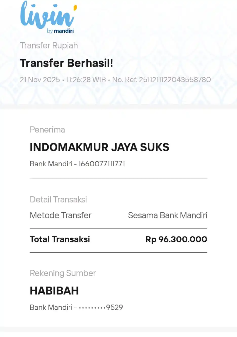 Bukti Transfer Mitra 1